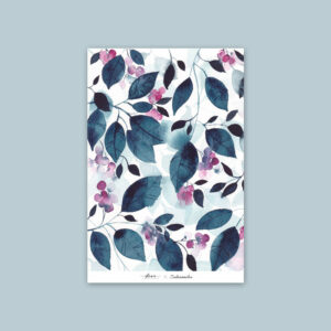 Carte Aquarelle - Feuillage bleu