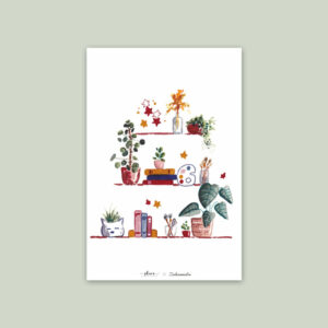 carte aquarelle étagères