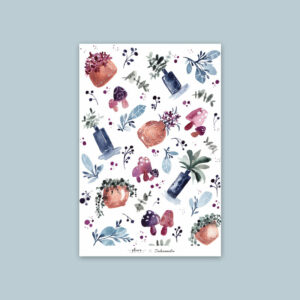 carte aquarelle pots de fleurs